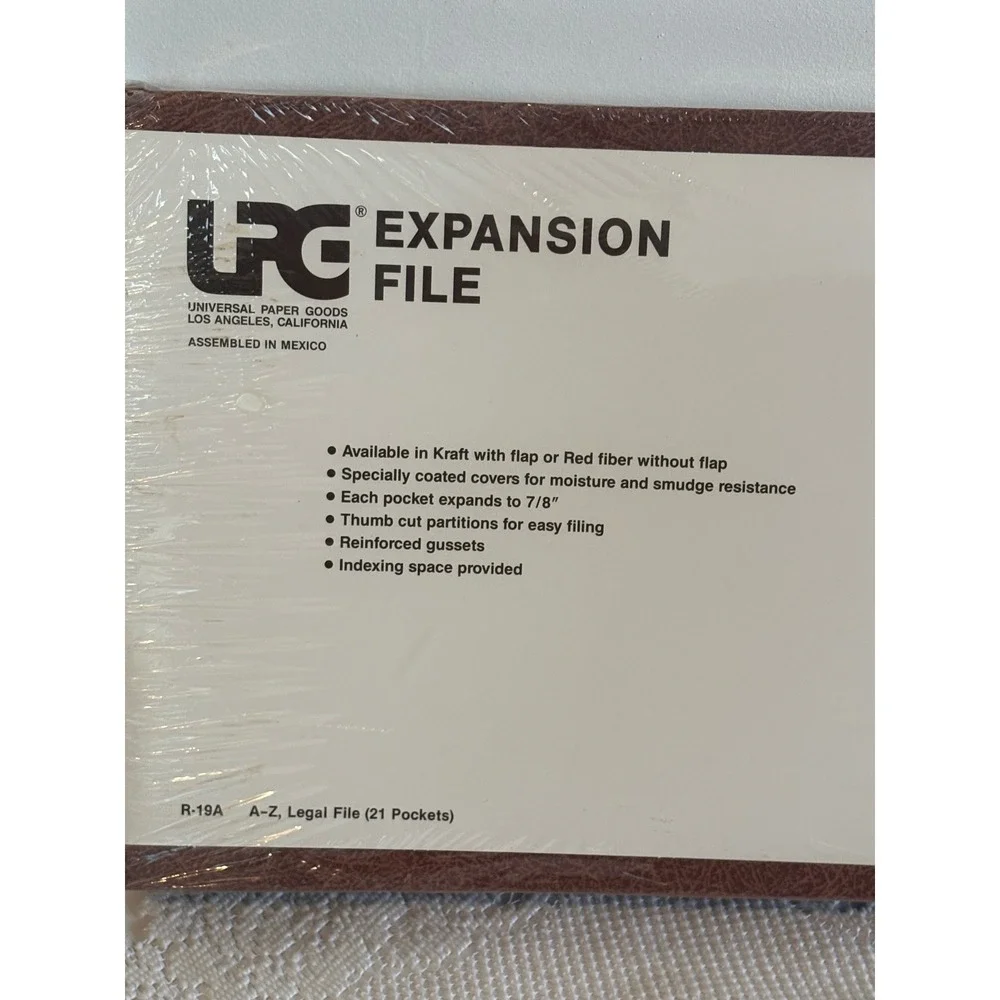 UPG R-19A Expansion File A-Z Legal Size 21 Pockets Red Fiber Brown NEW